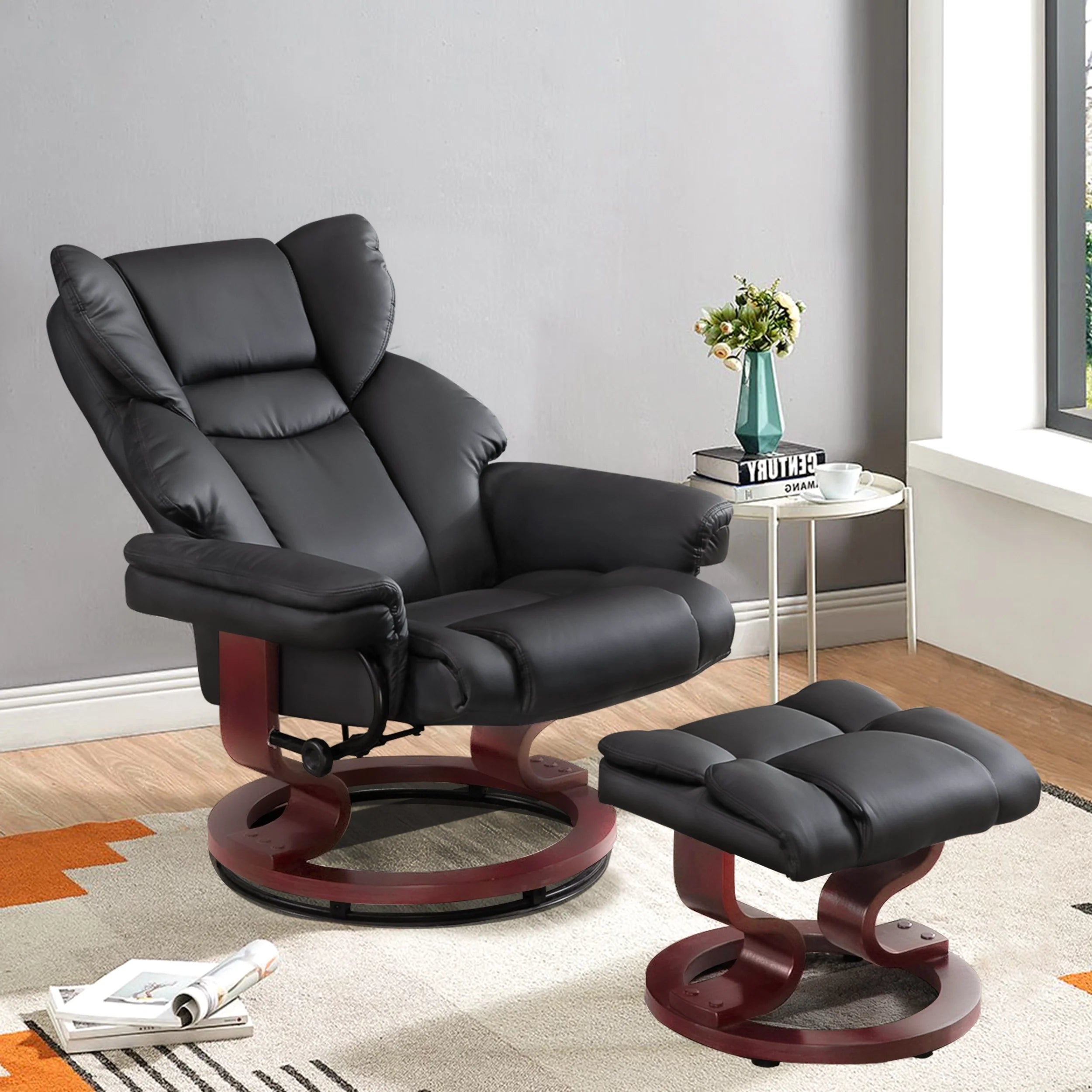 Swivel Recliner Chair with Footstool - Recliner Armchair