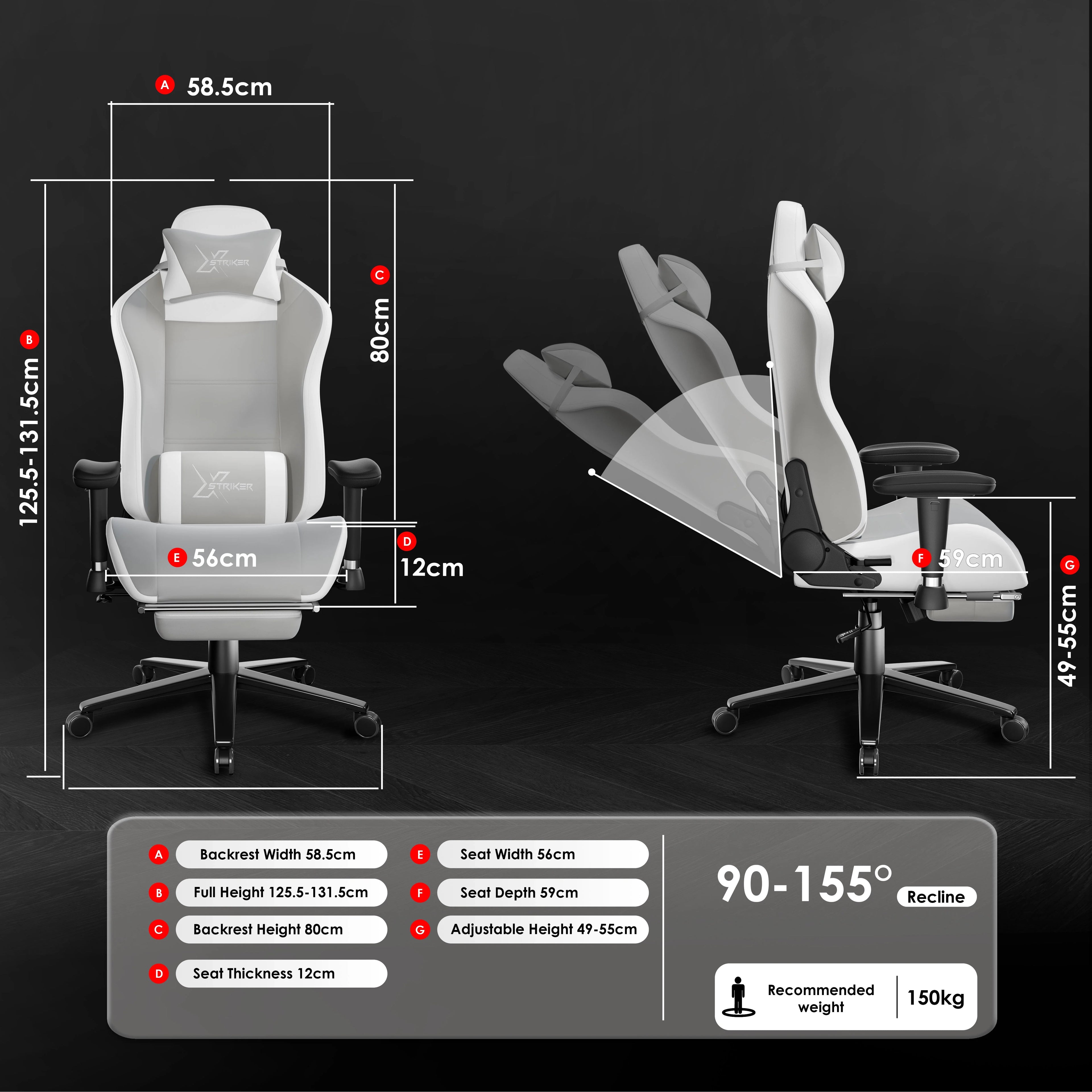 Xstriker Velvet Gaming Chair with Footrest – Wide Ergonomic Chair