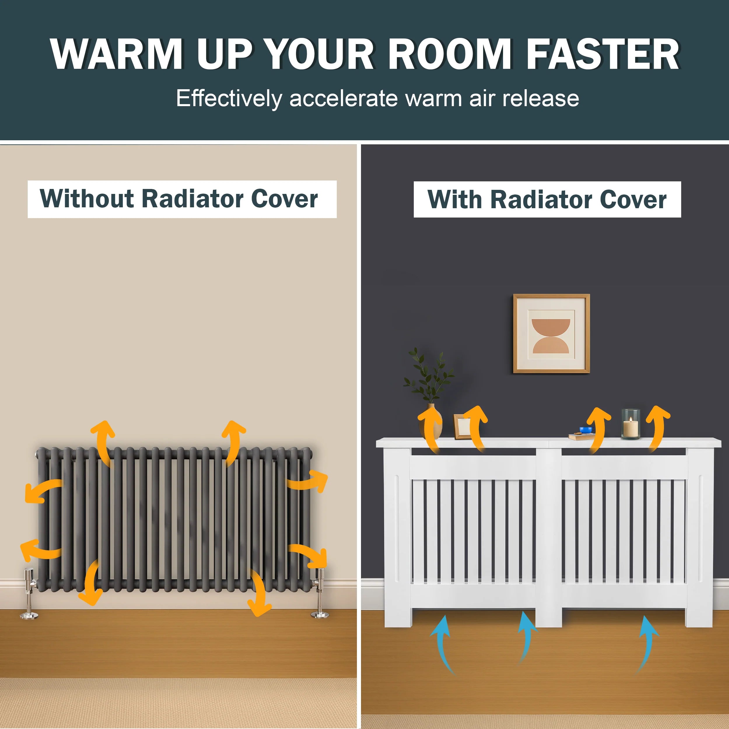 Chelsea White Radiator Cover,  Vertical Wooden Slats