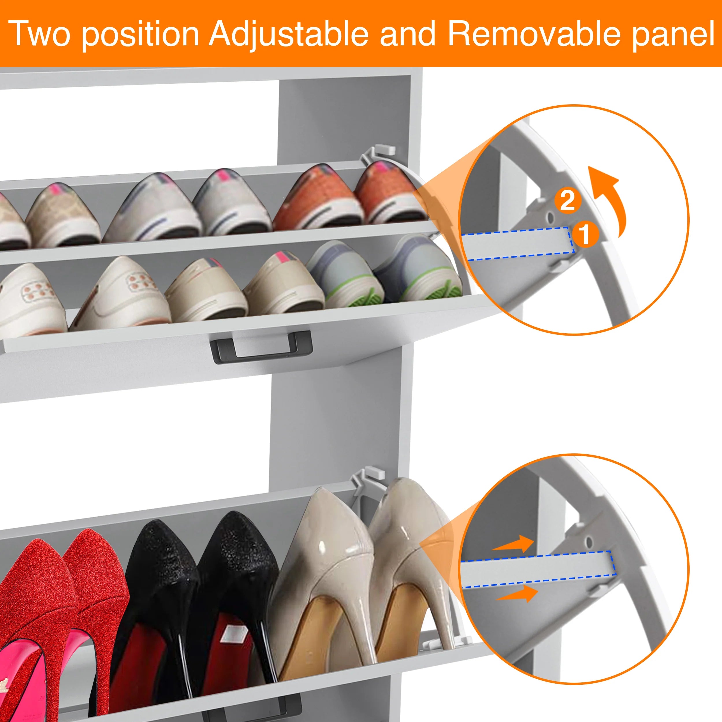 3 Drawer Slim Shoe Cabinet For Hallway - Tall Shoe Storage