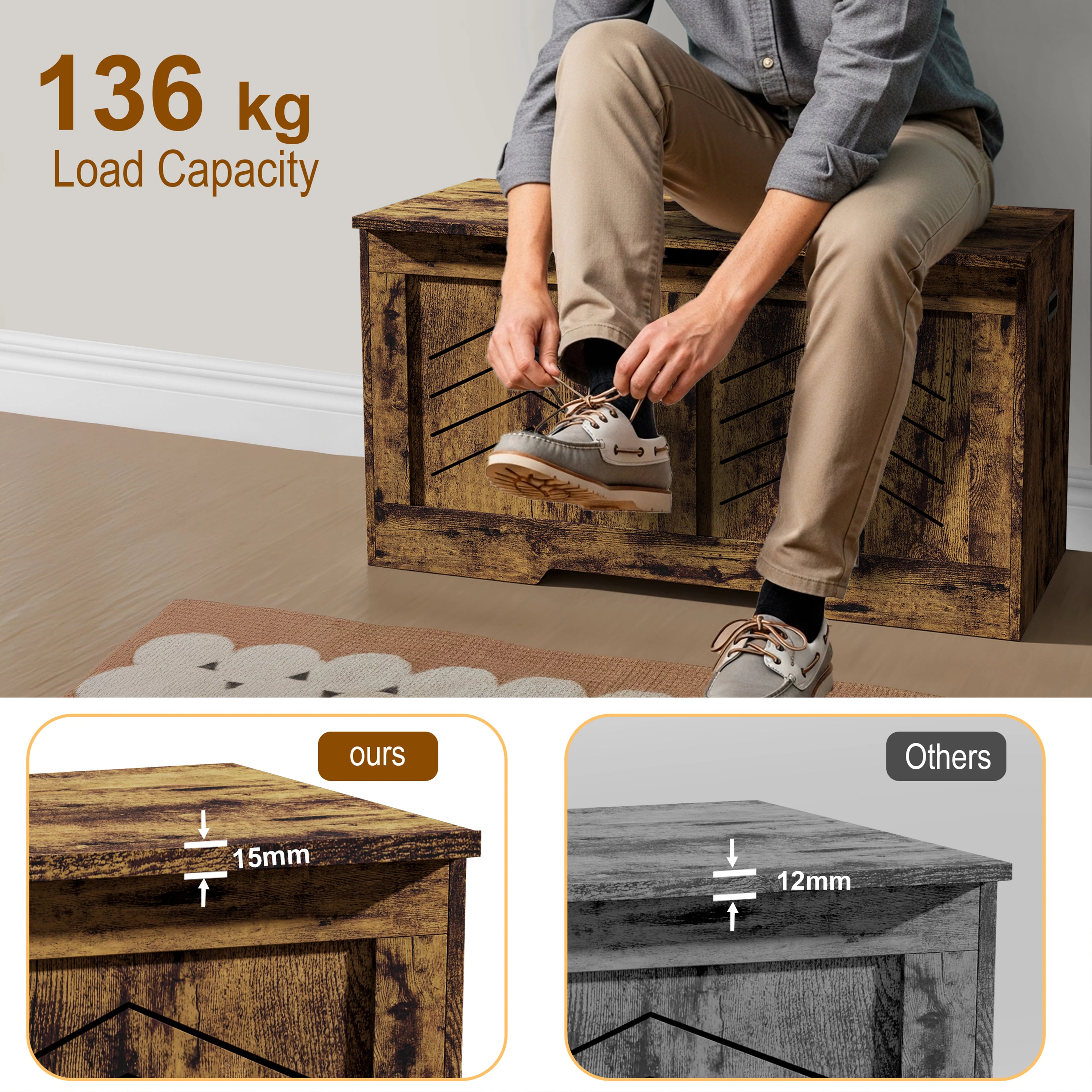 Large Toy Box - Bedding Blanket Box Storage Chest Trunk Bench