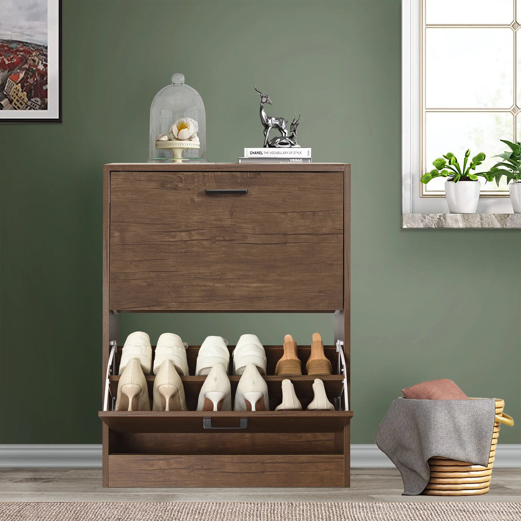 2 Door Slim Shoe Cabinet For Hallway | Small Shoe Storage
