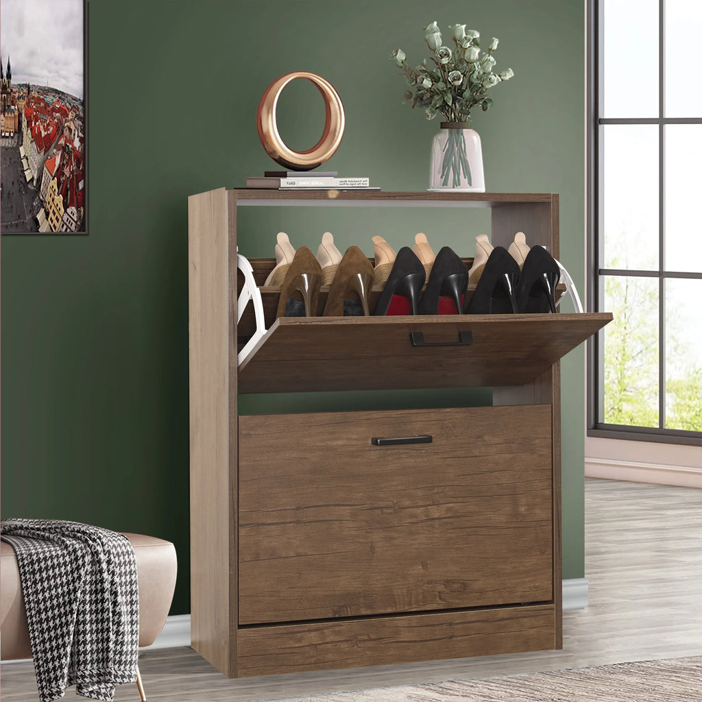 2 Door Slim Shoe Cabinet For Hallway | Small Shoe Storage