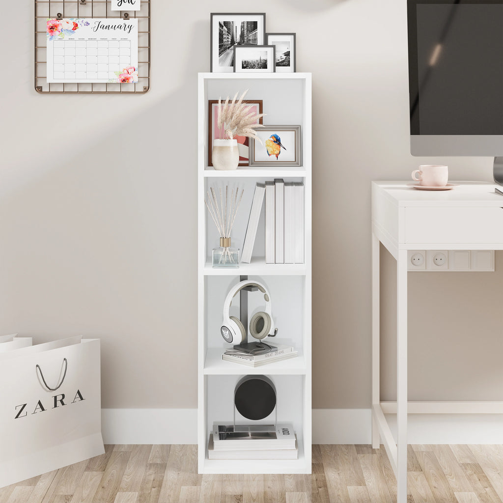 Bookcase Cube Storage Unit - Tall Narrow Bookshelf