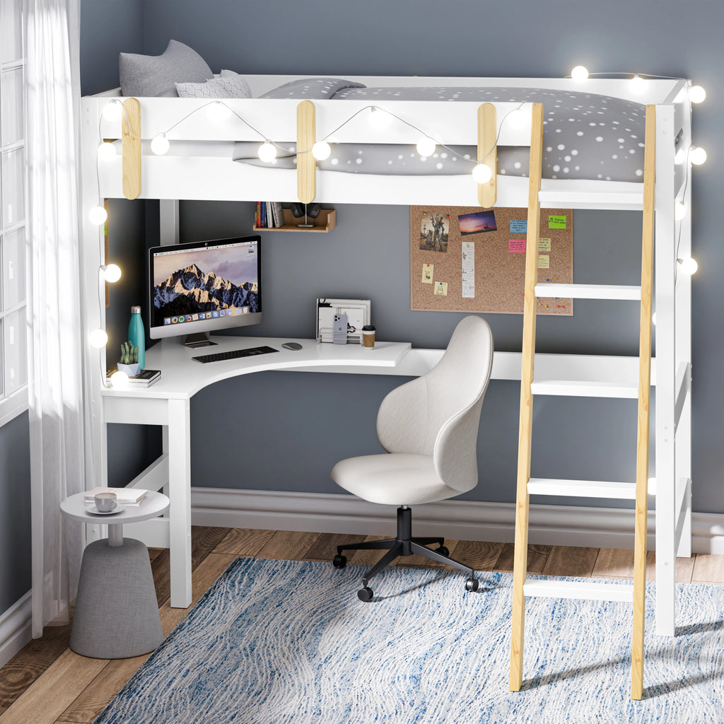 Bunk Bed With Desk - High Sleeper Loft Bed Frame For Kids