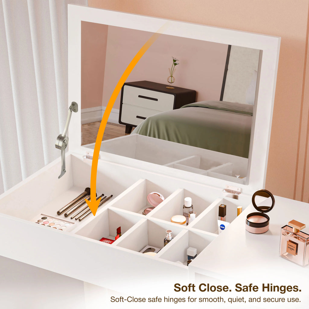 Dressing Table with Mirror and Storage - Makeup Vanity Desk for Girls