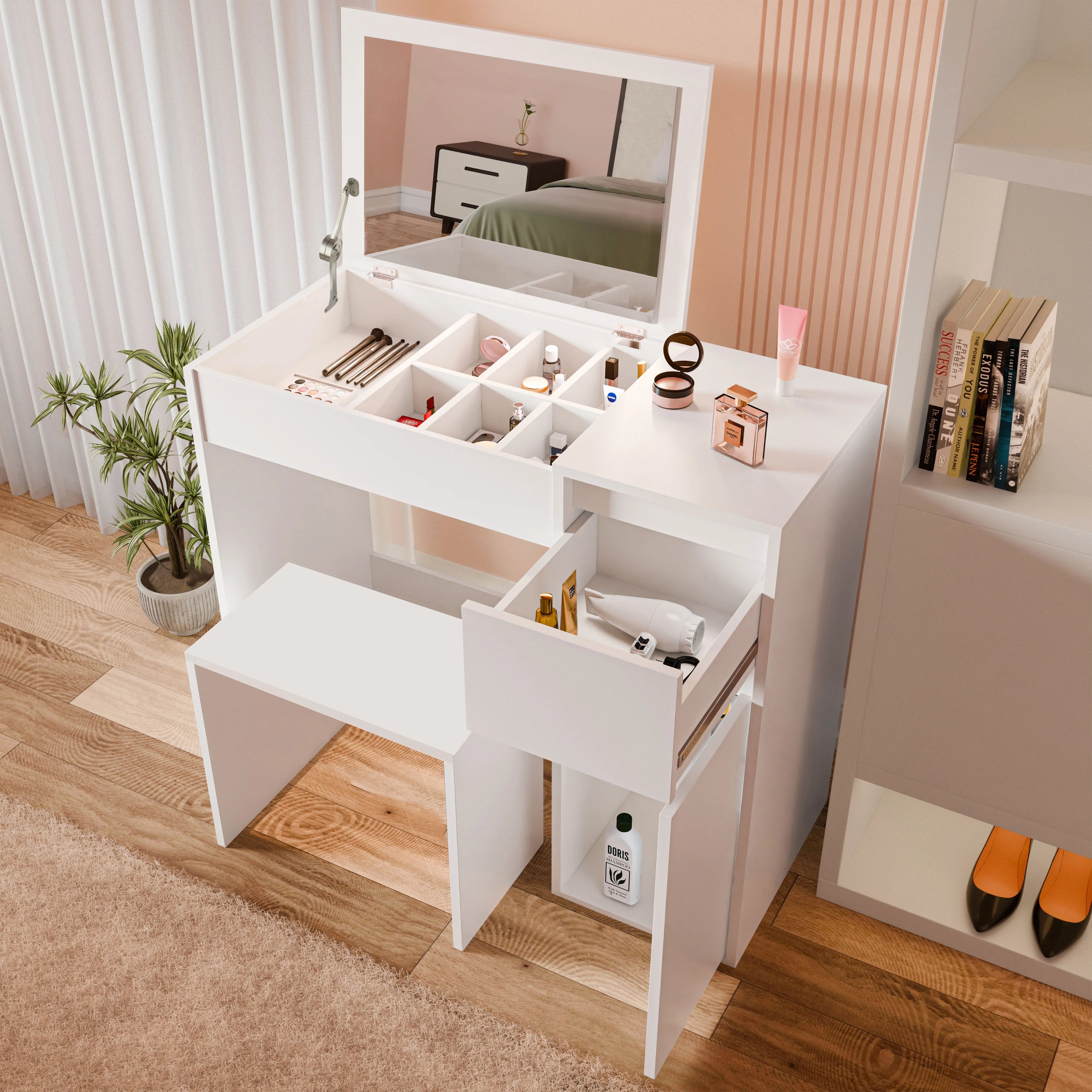 Dressing Table with Mirror and Storage - Makeup Vanity Desk for Girls Cielme Dressing Table with Mirror and Storage - Makeup Vanity Desk for Girls Cielme