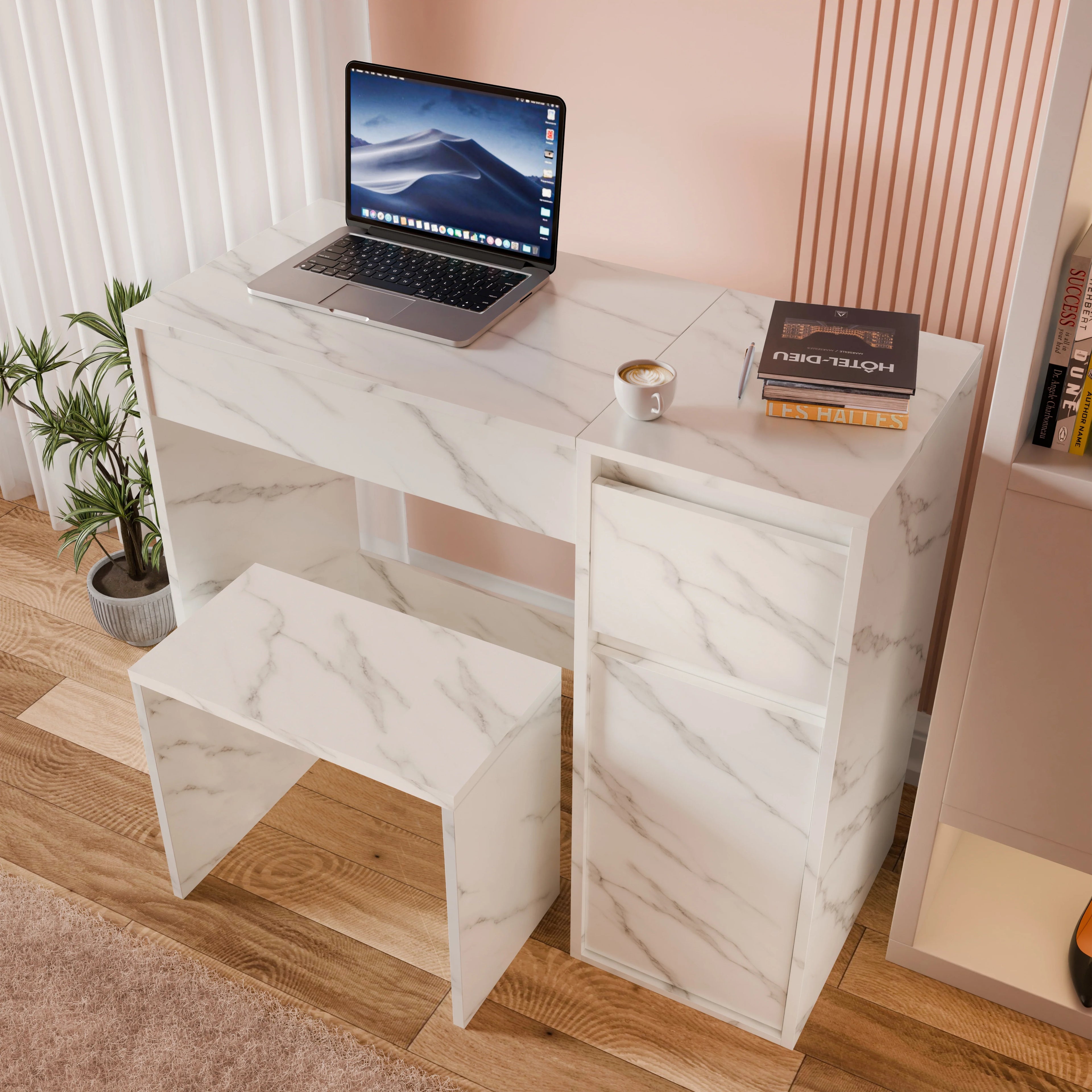 Dressing Table with Mirror and Storage - Makeup Vanity Desk for Girls