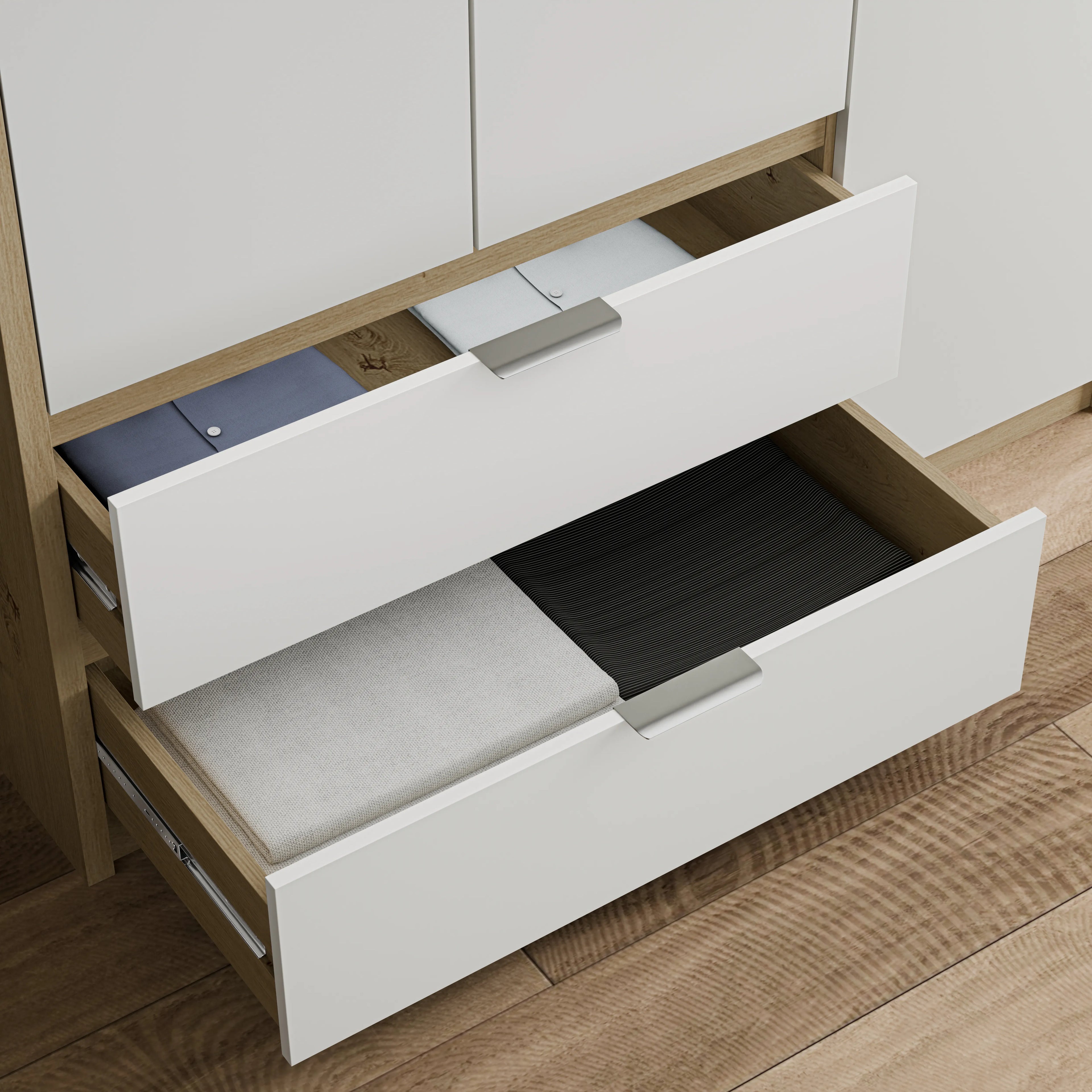 Skova 3 Door Wardrobe with Drawers and Shelves & Clothes Rail