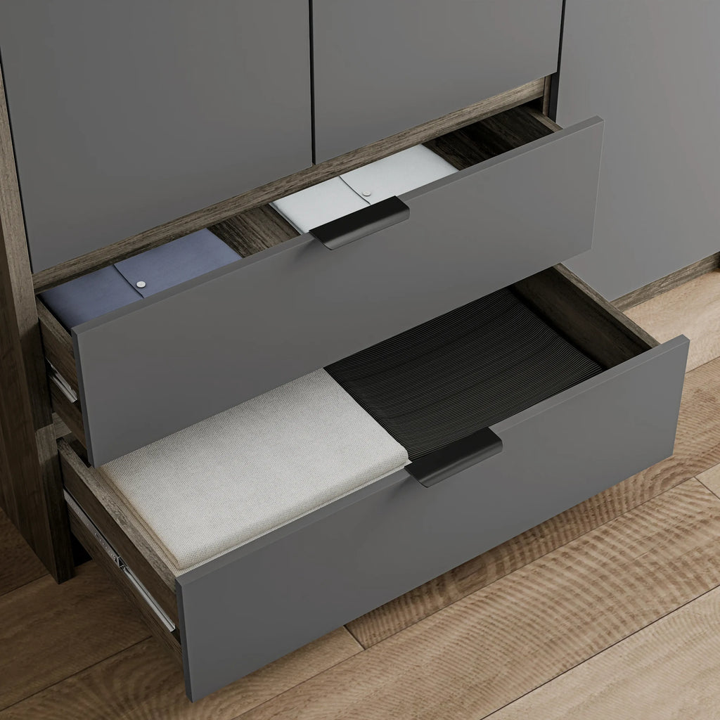 Skova 3 Door Wardrobe with Drawers and Shelves & Clothes Rail
