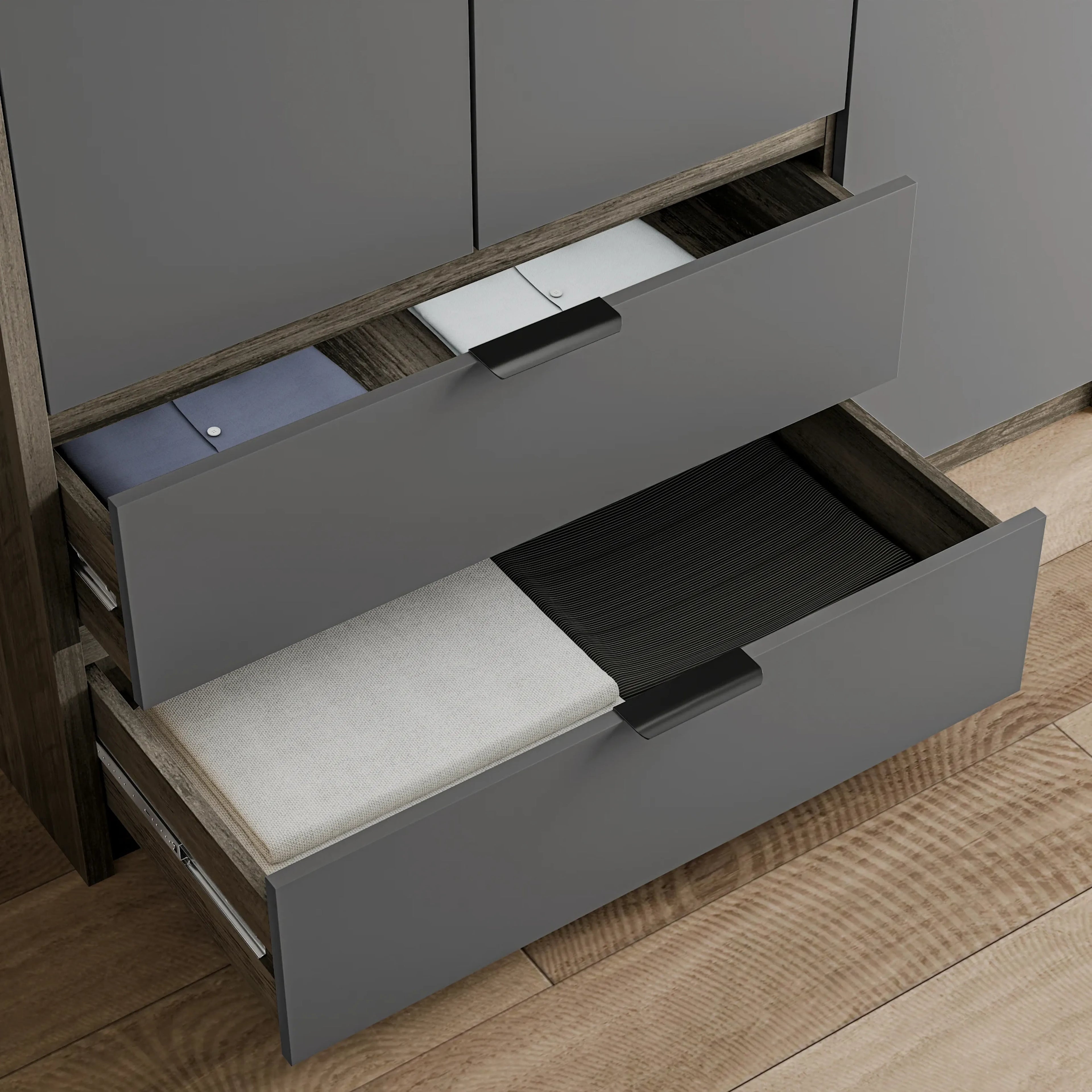 Skova 3 Door Wardrobe with Drawers and Shelves & Clothes Rail