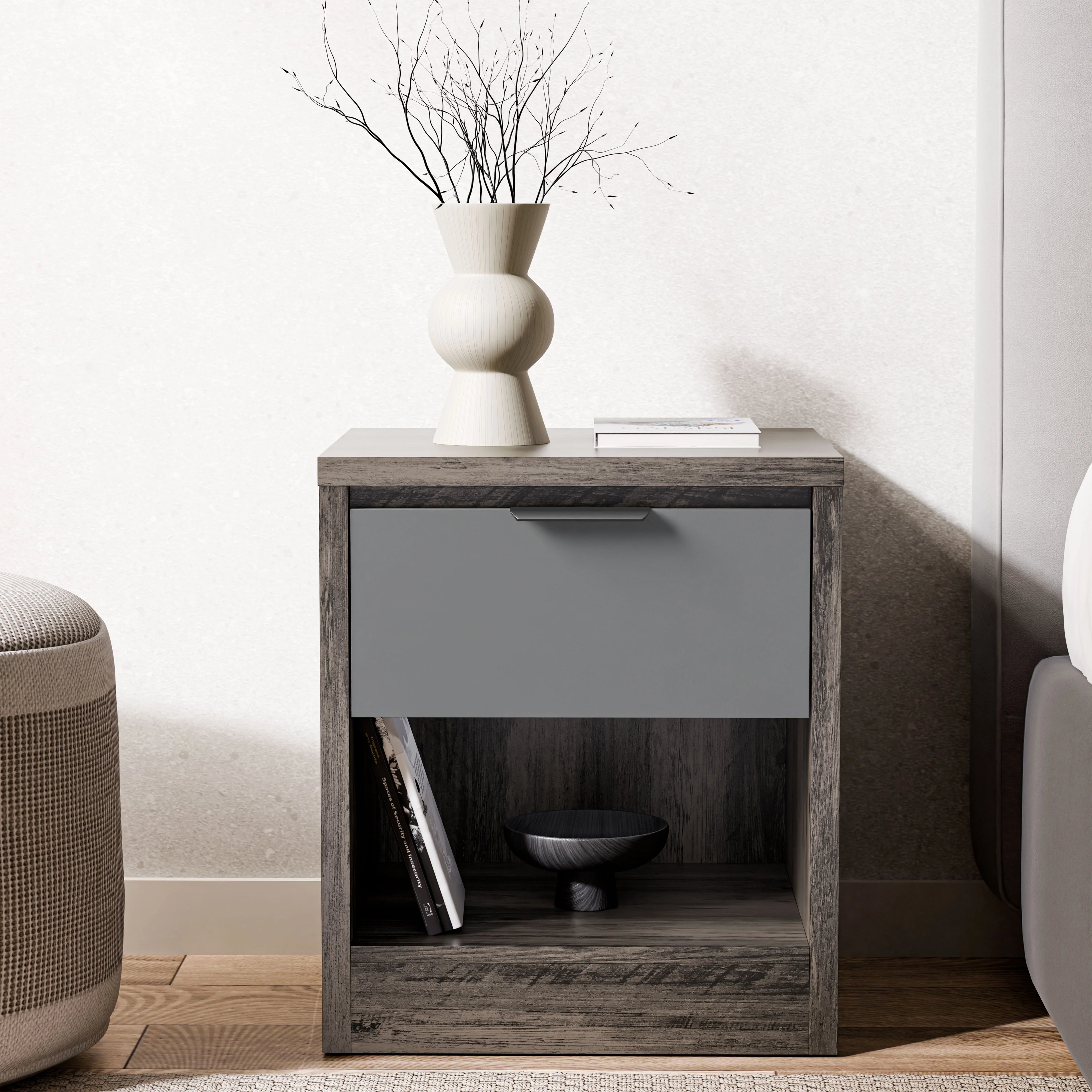 Skova 1 Drawer Bedside Table - Bedside Nightstand