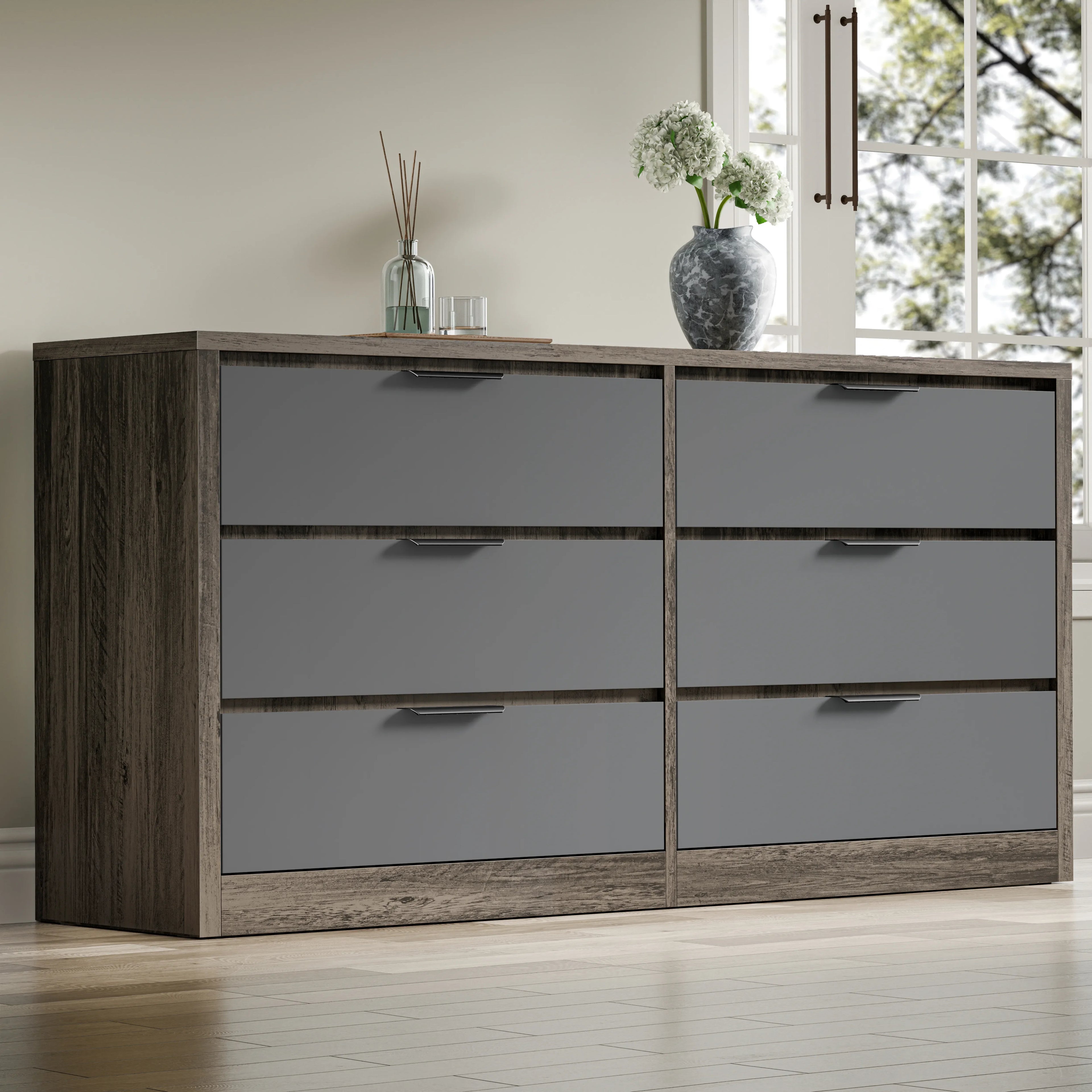 Skova Large 6 Chest of Drawers - Wide Bedroom Dresser